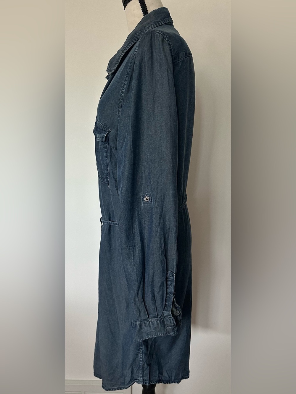 Parasuco Denim Shirt Dress XL Blue Button Front Costal Western Chic Tunic Dress - Picture 6 of 12